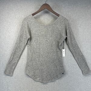 Shabbella Top Womens Large Gray Rayon Blend Scoop Back Long Sleeve Pullover NWT
